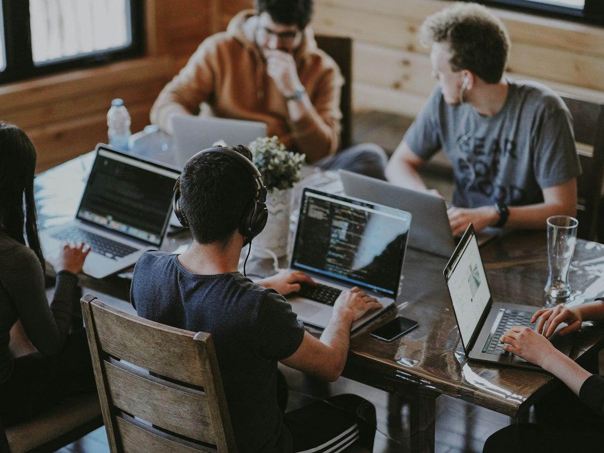 A product team working together around a shared table